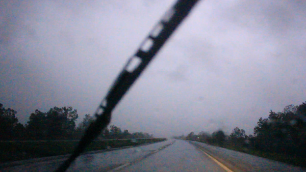 We were scared. Lightning every second side hail, car shakes from side to side...