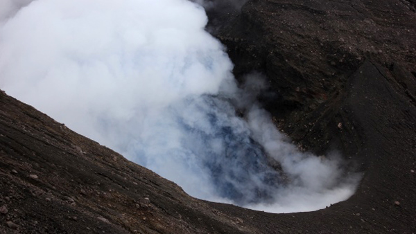 This noise Marapi volcano in Sumatra near the muzzle of